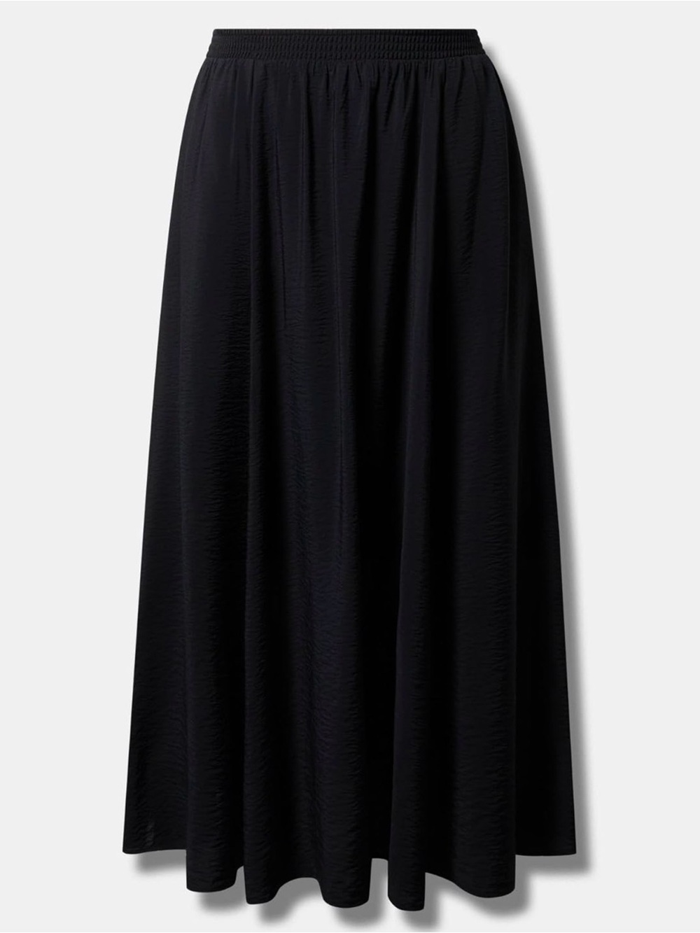 TORRID TEA LENGTH HAMMERED RAYON SHIRRED Black SKIRT Maxi Size 12 Boho Goth NWT - Picture 4 of 10